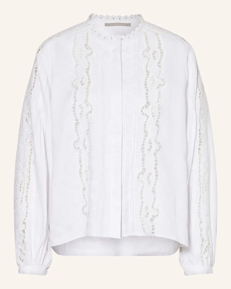 (THE MERCER) N.Y. Leinenbluse mit Lochspitze Weiss