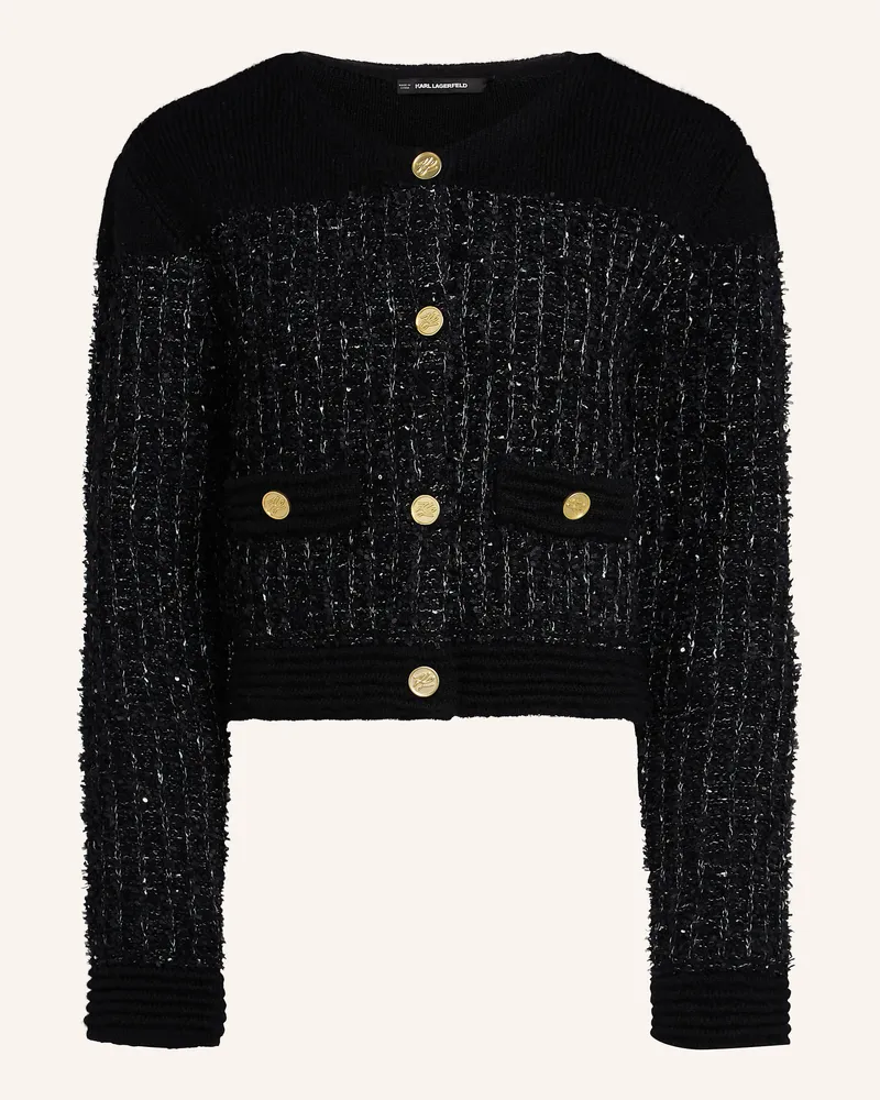 Karl Lagerfeld KARL ESSENTIAL STRICKWESTE AUS BOUCLÉ Schwarz