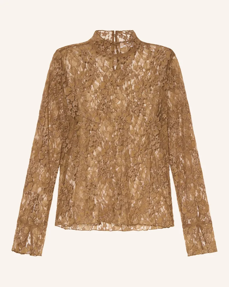 Darling Harbour Blusenshirt Aus Spitze braun Mokka