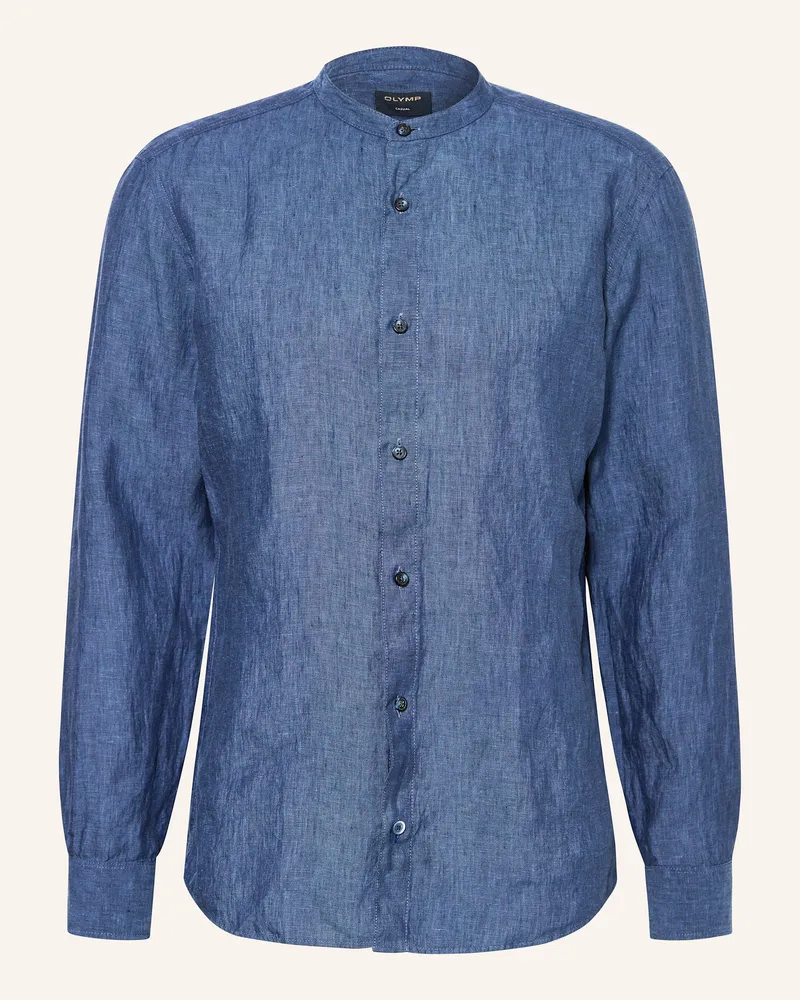 Olymp Leinenhemd Casual regular fit mit Stehkragen Dunkelblau