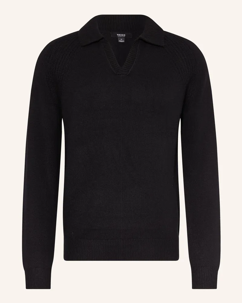 Reiss Strick-Poloshirt BANBURY Schwarz