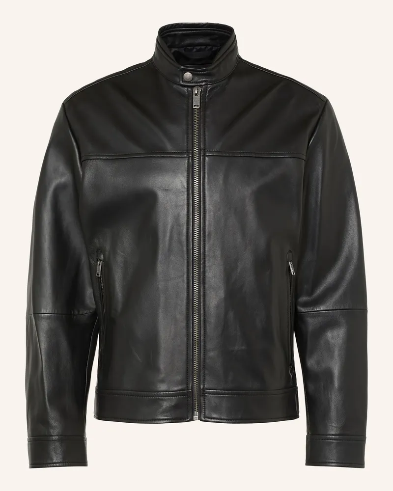 HUGO BOSS Lederjacke Joslay schwarz Schwarz