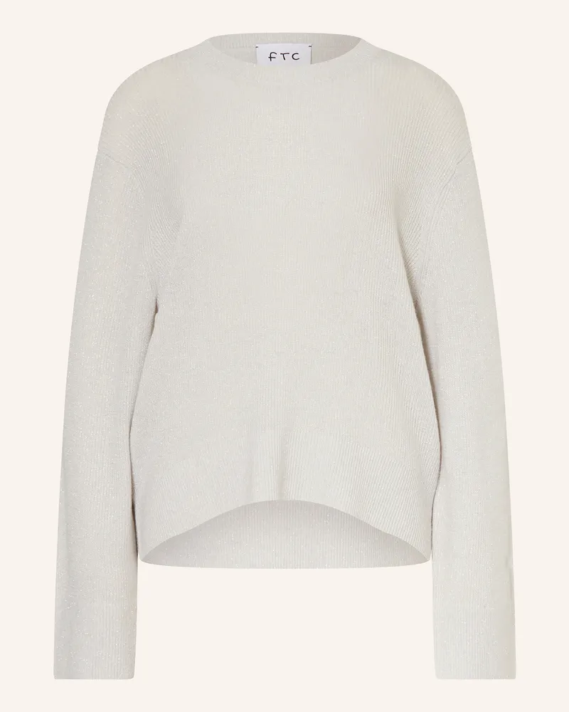 FTC Cashmere Cashmere-Pullover mit Glitzergarn Hellgrau