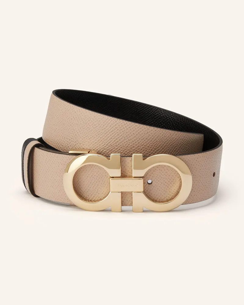 Ferragamo Ledergürtel zum Wenden Beige