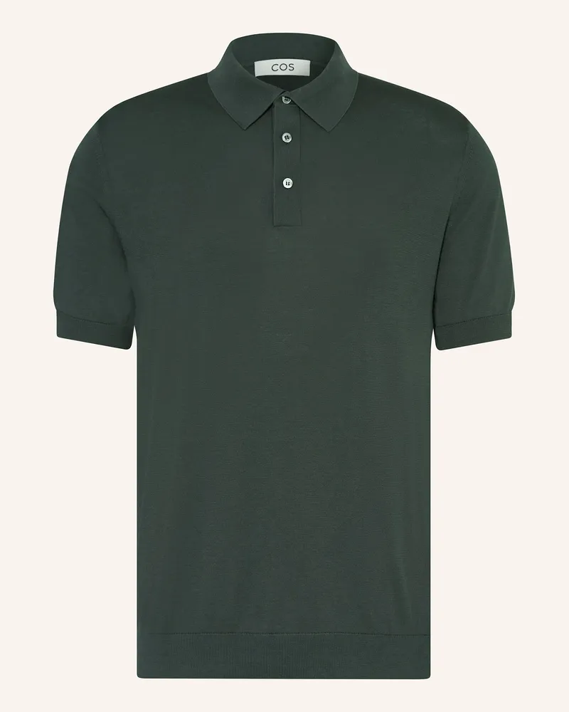 COS Strick-Poloshirt mit Seide Dunkelgrün