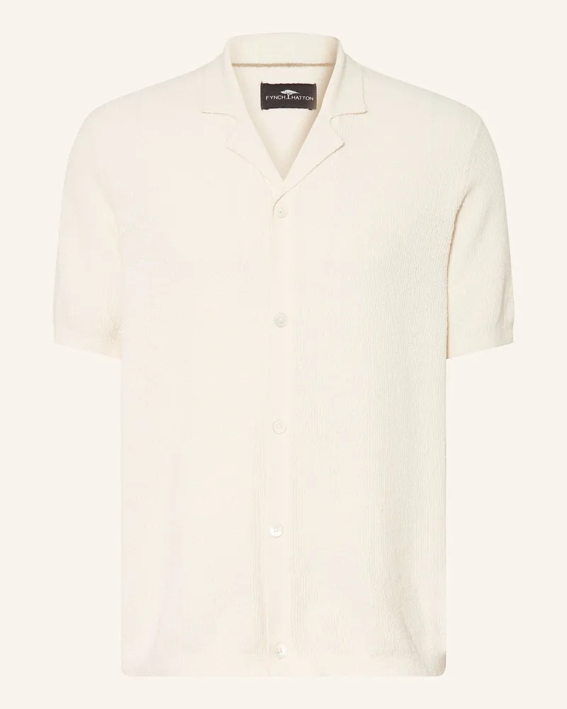 Fynch-Hatton Stick-Poloshirt weiss Creme