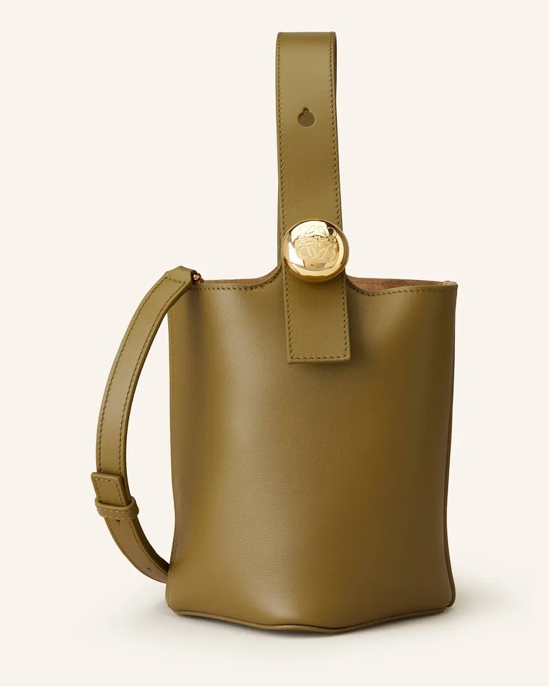Loewe Handtasche Pebble Bucket Mini gruen Oliv