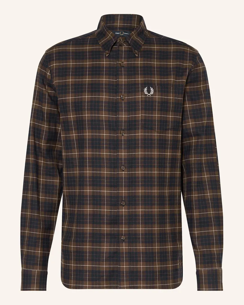 Fred Perry Flanellhemd Regular Fit Braun