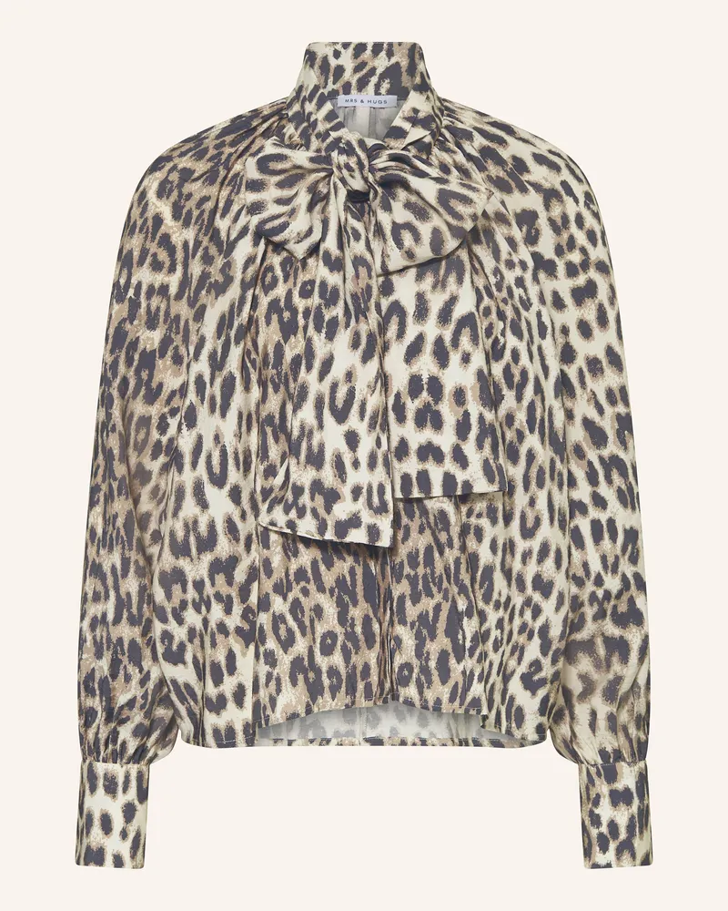 Mrs & HUGS Schluppenbluse mit Rüschen Dunkelbraun