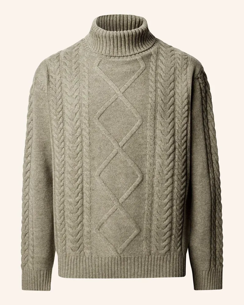 Hackett Pullover Argyle Cable Roll Nk gruen Oliv