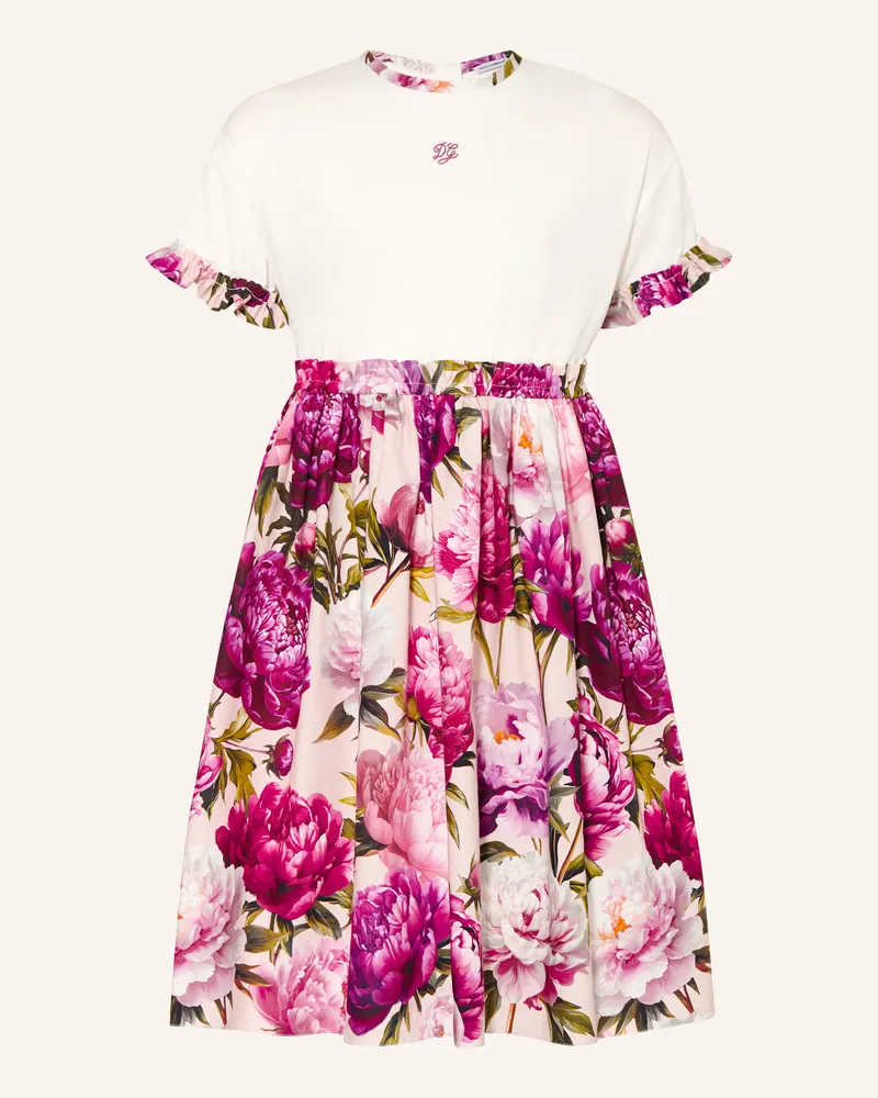 Dolce & Gabbana Kleid Im Materialmix pink Weiss