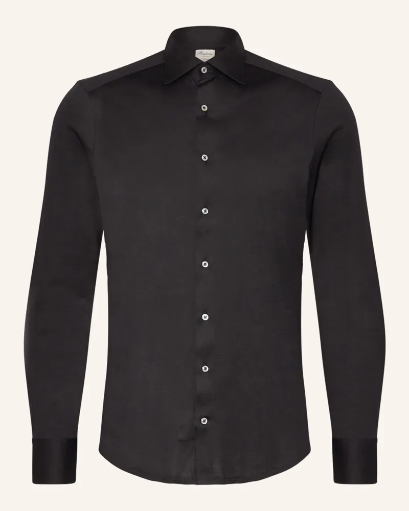 Stenströms Jerseyhemd Slim Fit schwarz Schwarz