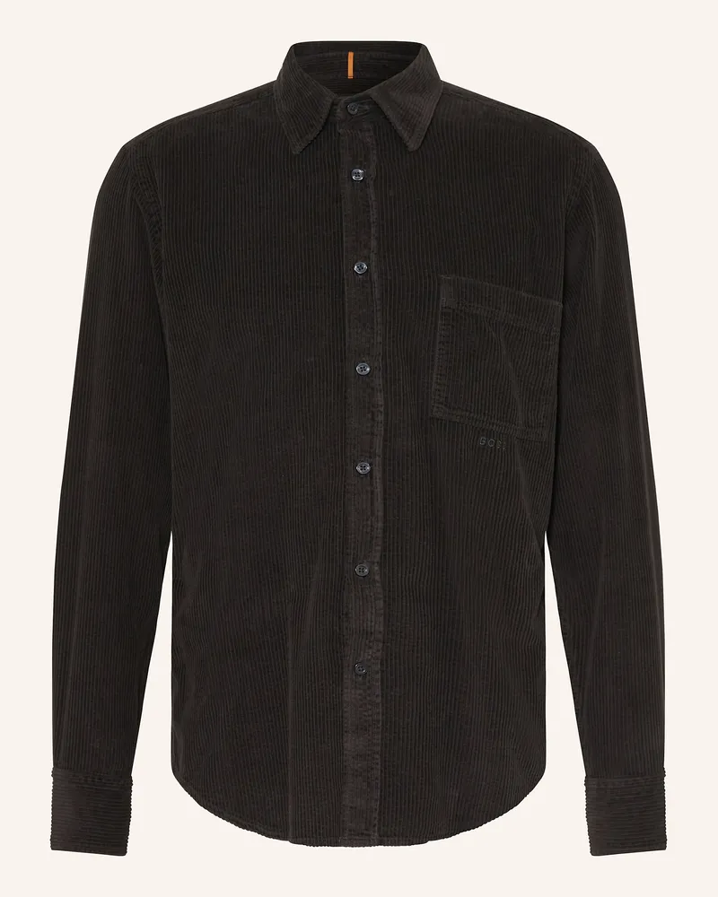 HUGO BOSS Cordhemd RELEGANT Regular Fit Schwarz