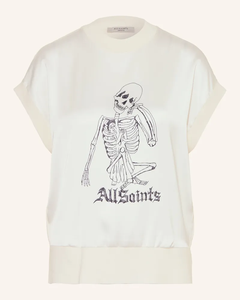 AllSaints Stricktop im Materialmix Creme