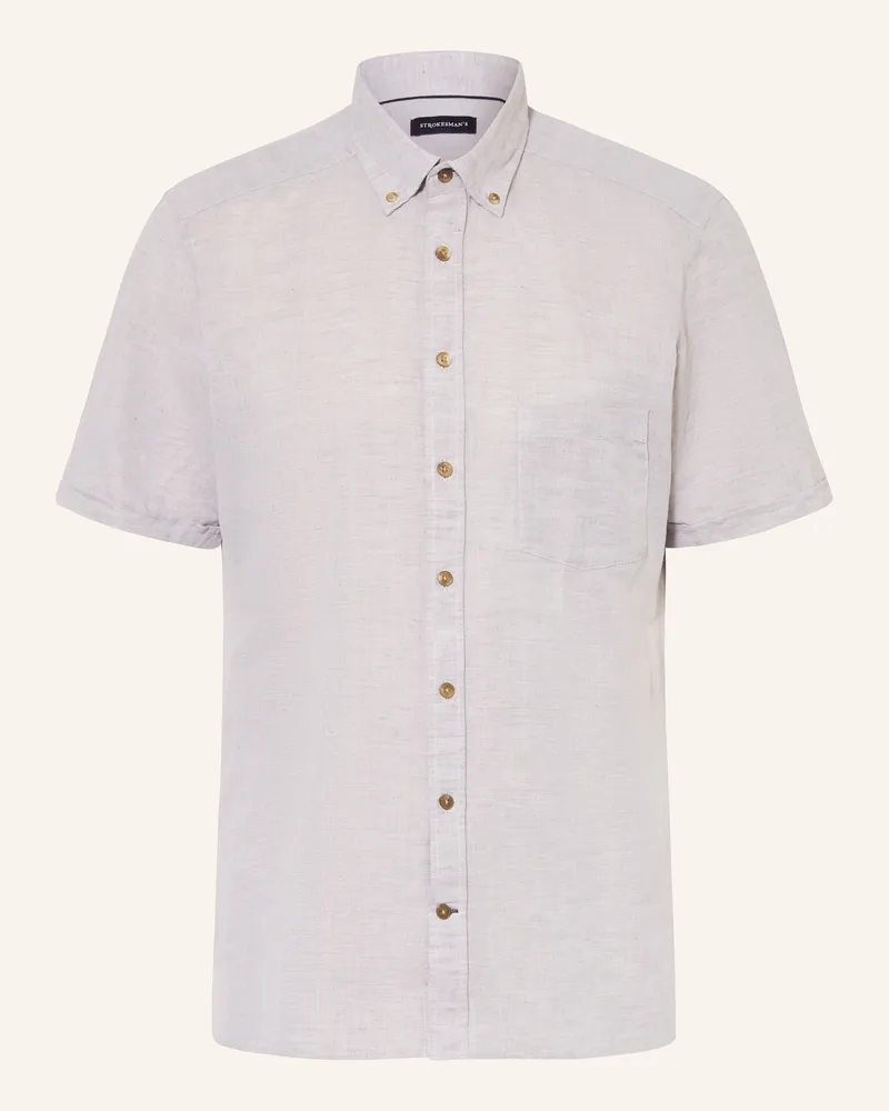 Strokesman's Kurzarm-Hemd Comfort Fit mit Leinen Beige