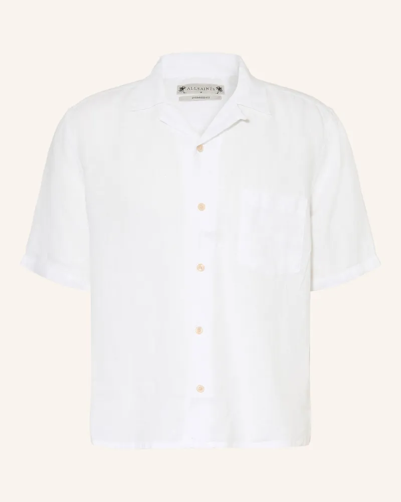 AllSaints Oversized-Resorthemd Tri Aus Leinen beige Weiss