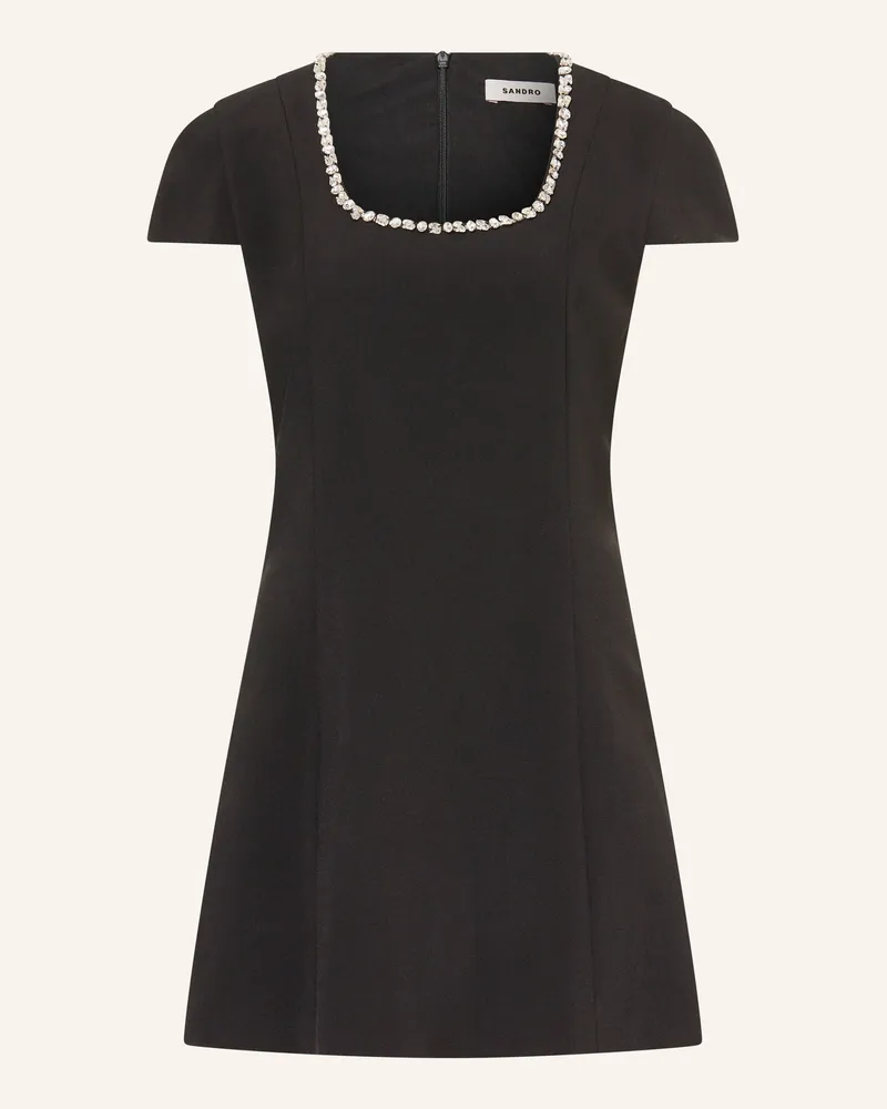 Sandro Kleid mit Schmucksteinen Schwarz