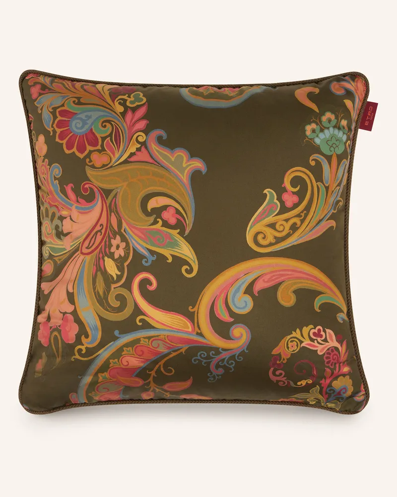 Etro Dekokissen aus Satin Khaki
