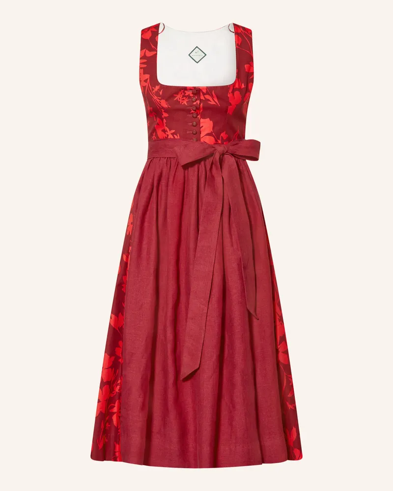 WALDORFF Dirndl Calendula Mit Leinen rot Dunkelrot