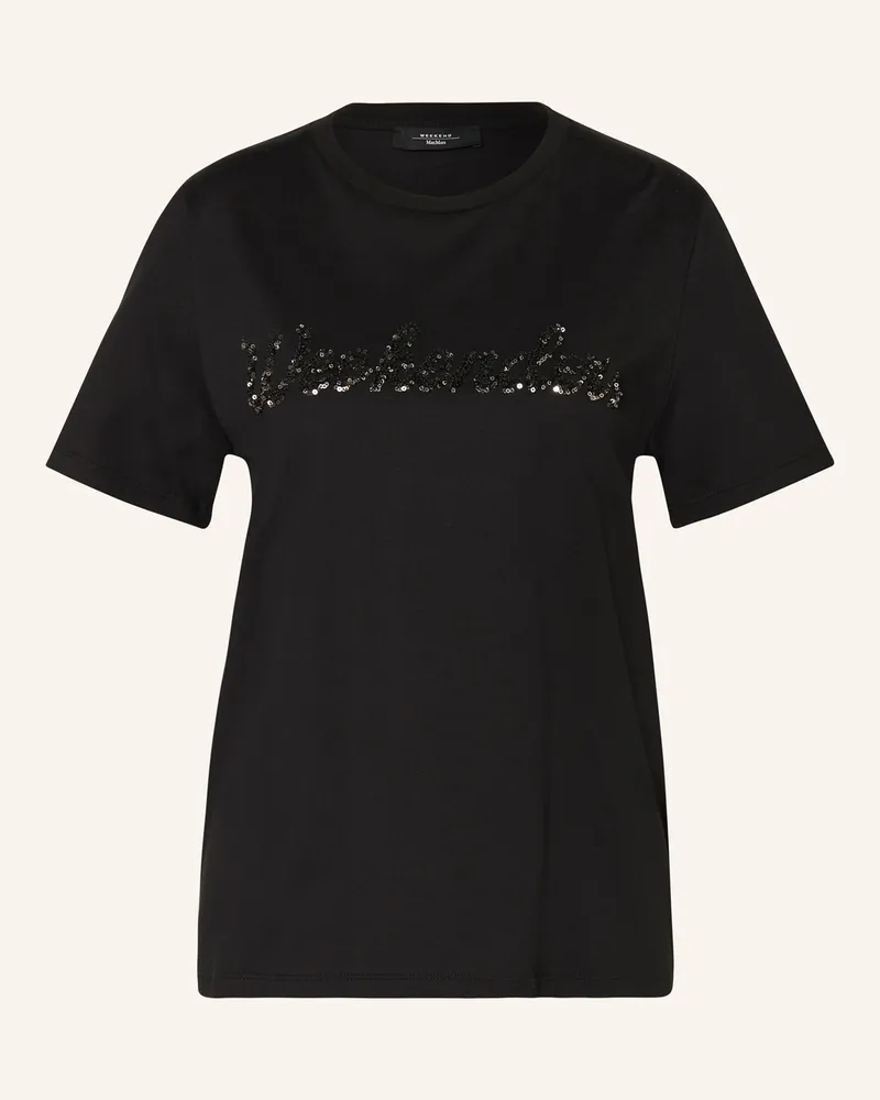 Max Mara T-Shirt Vello Mit Pailletten schwarz Schwarz