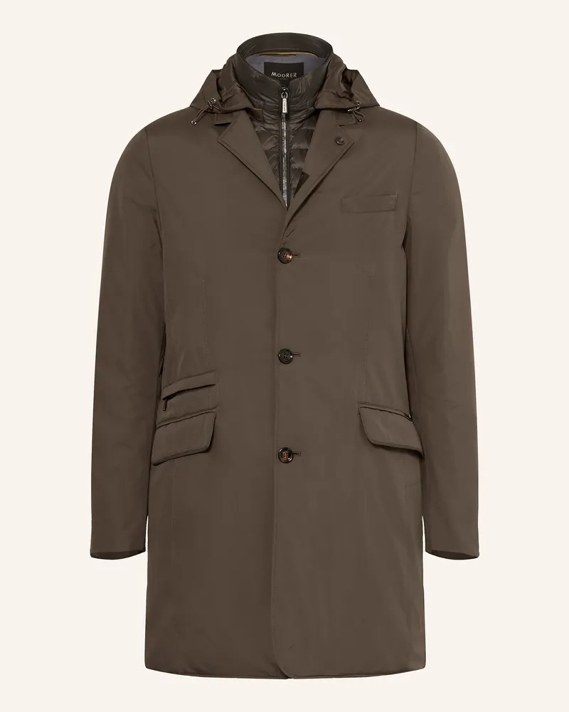 MOORER Daunenmantel mit herausnehmbarer Blende Khaki