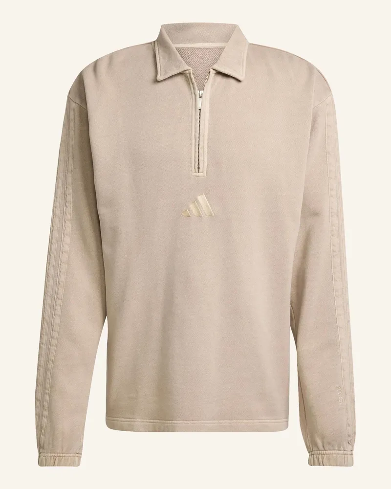 adidas ALL SZN FRENCH TERRY WASHED HALF-ZIP PULLOVER Beige