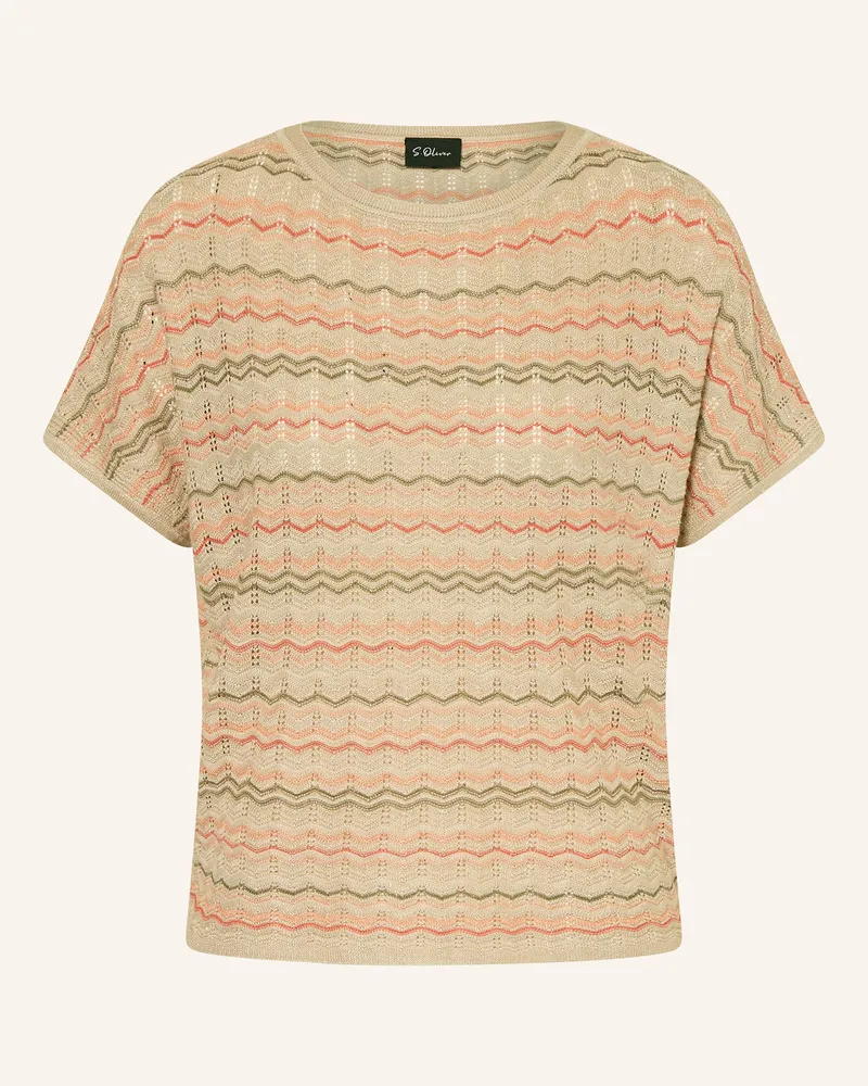 S.Oliver Strickshirt mit Glitzergarn Beige