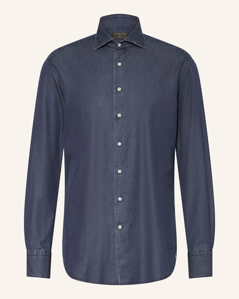 Artigiano  Hemd Classic Fit in Jeansoptik Blau