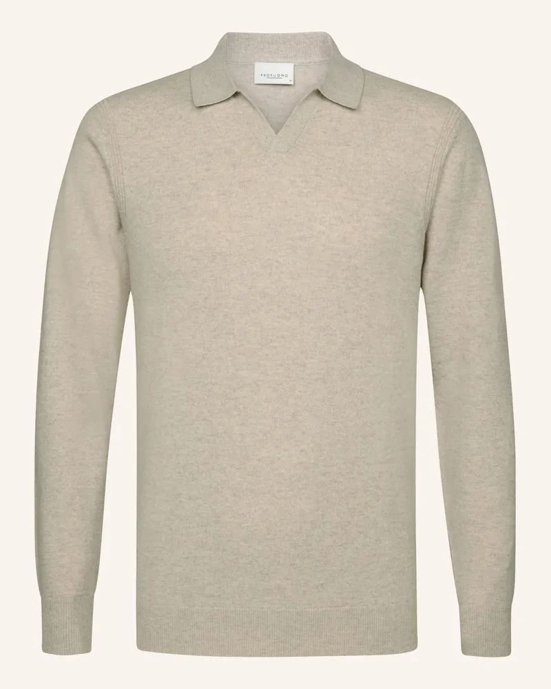 Profuomo Polo Langarm Hellbraun