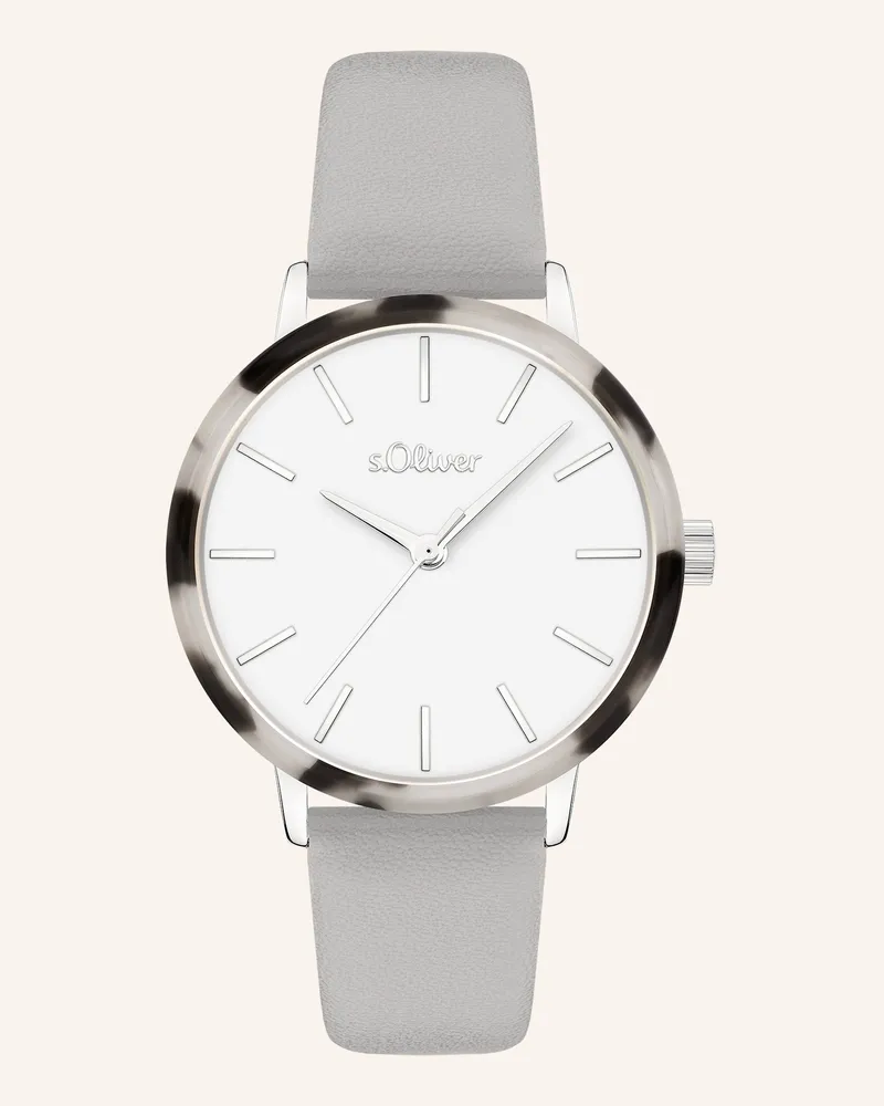 S.Oliver Armbanduhr  Aus  Kunstleder grau Grau
