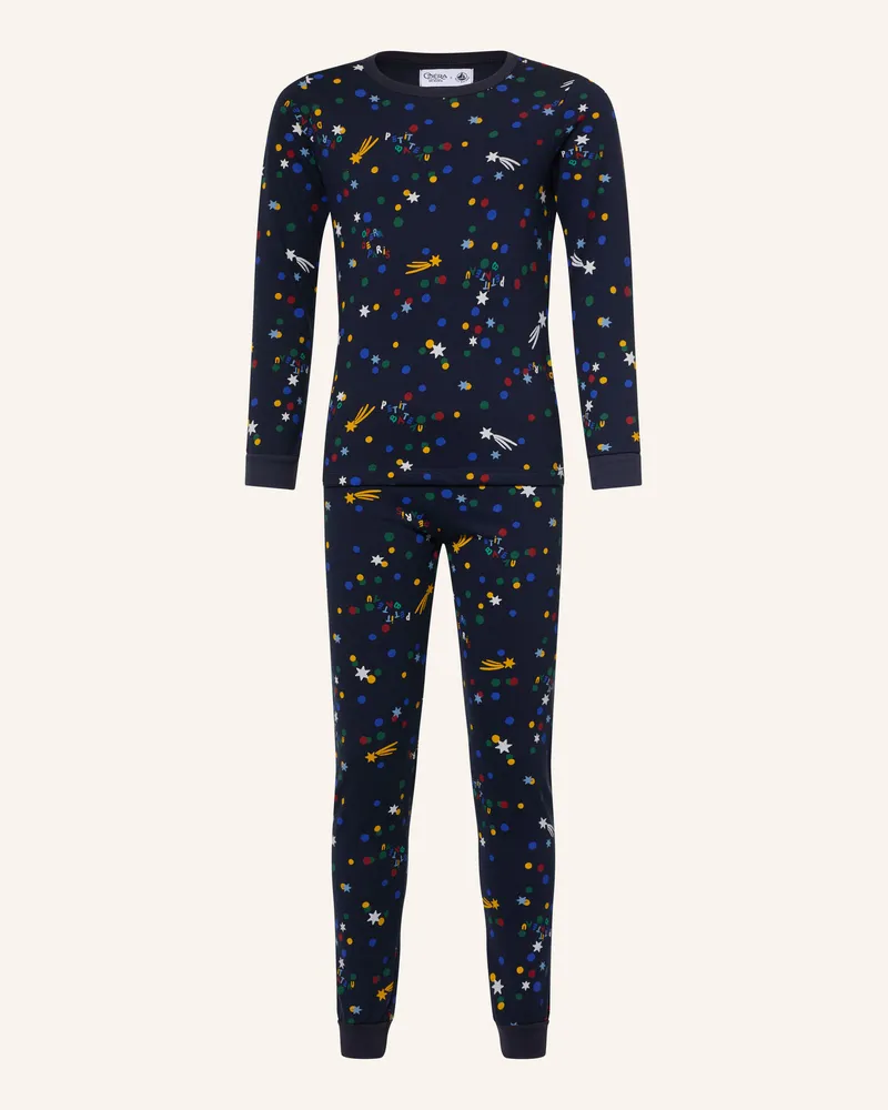 Petit Bateau Schlafanzug blau Dunkelblau