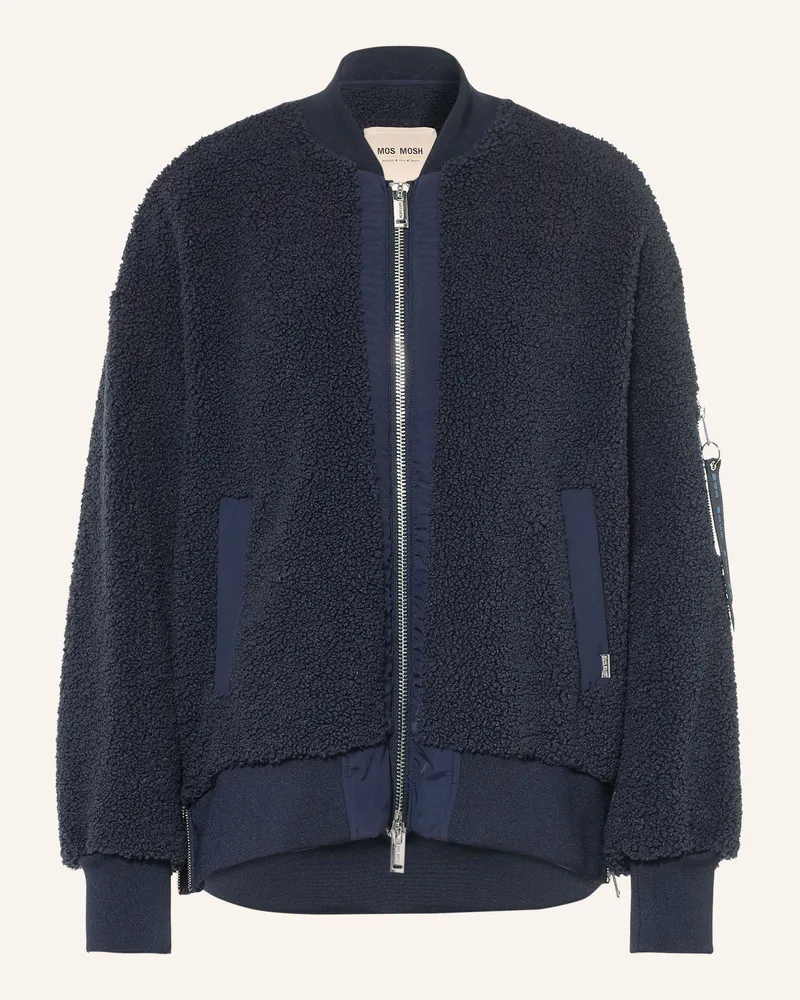 Mos Mosh Teddyfell-Blouson Mmemeline Im Materialmix blau Dunkelblau