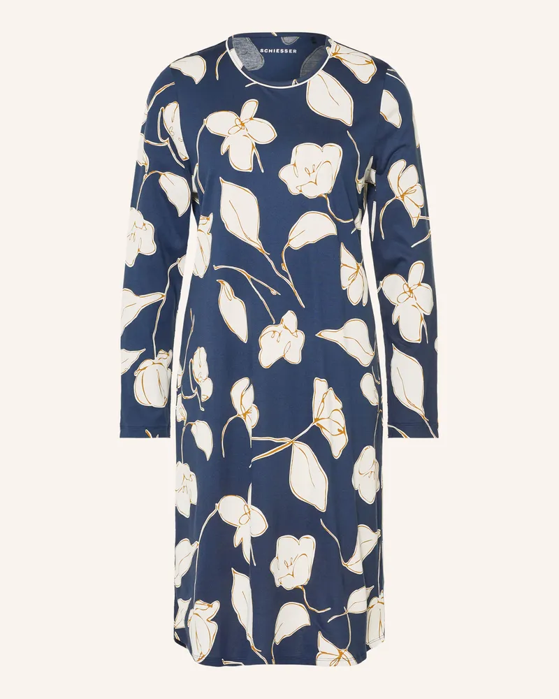 Schiesser Nachthemd Comfort Nightwear blau Dunkelblau