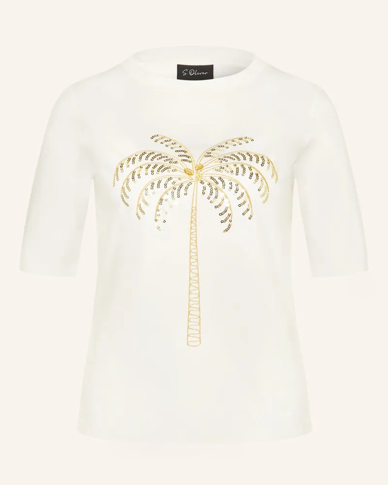 S.Oliver T-Shirt Mit Pailletten weiss Ecru