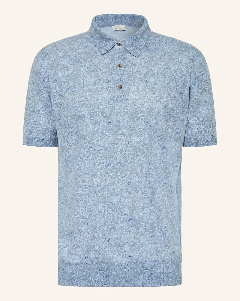 Etro Strick-Poloshirt Regular Fit Aus Leinen blau Hellblau