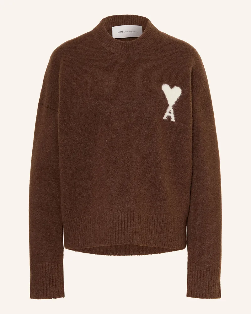 AMI Paris Pullover Mit Alpaka braun Dunkelbraun