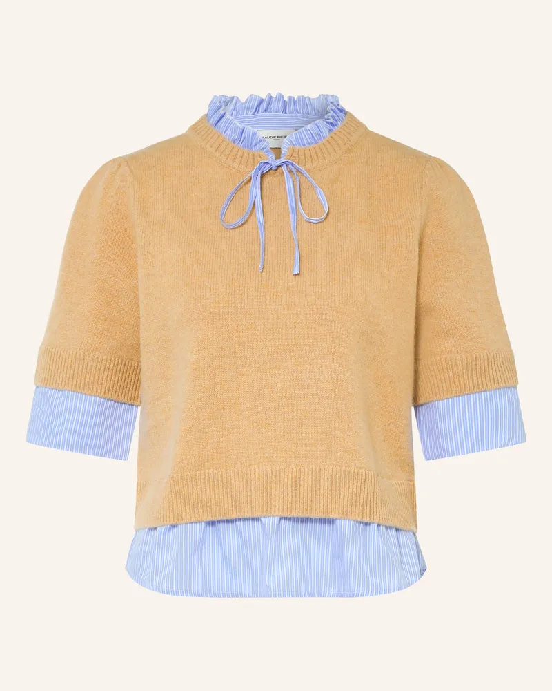 Claudie Pierlot Strickshirt Im Materialmix beige Camel