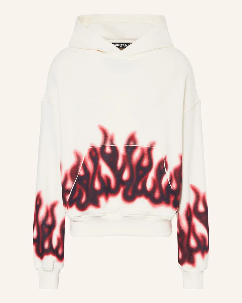 Palm Angels Oversized-Hoodie Flames weiss Ecru