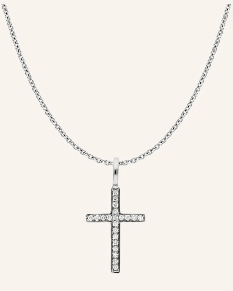 CADA Kette SMALL TURIN CROSS Weissgold