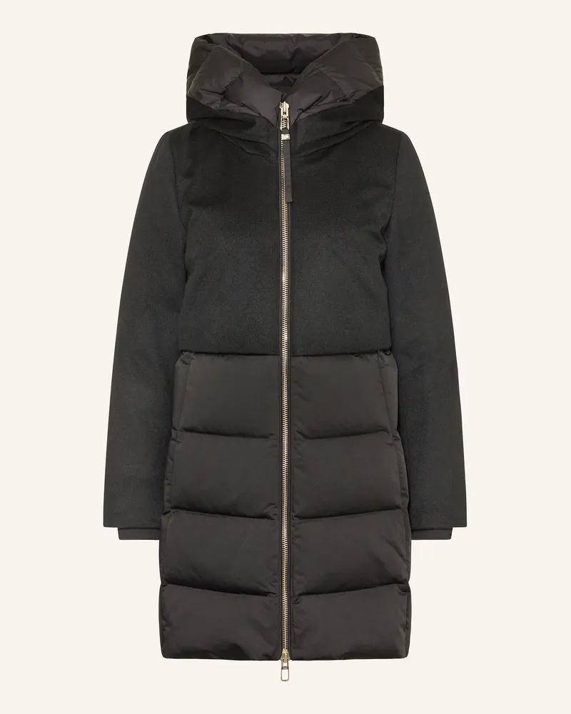 DUNO Daunenmantel Ballon X Im Materialmix Mit Abnehmbarer Kapuze schwarz Schwarz