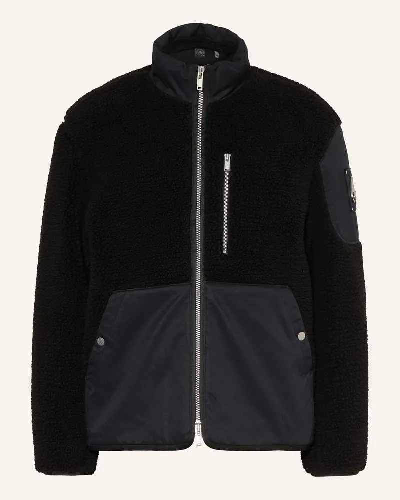 Moose Knuckles Teddyfell-Jacke Im Materialmix schwarz Schwarz
