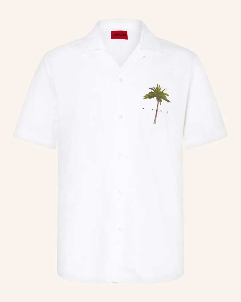 HUGO BOSS Resorthemd ELLINO Straight Fit Weiss