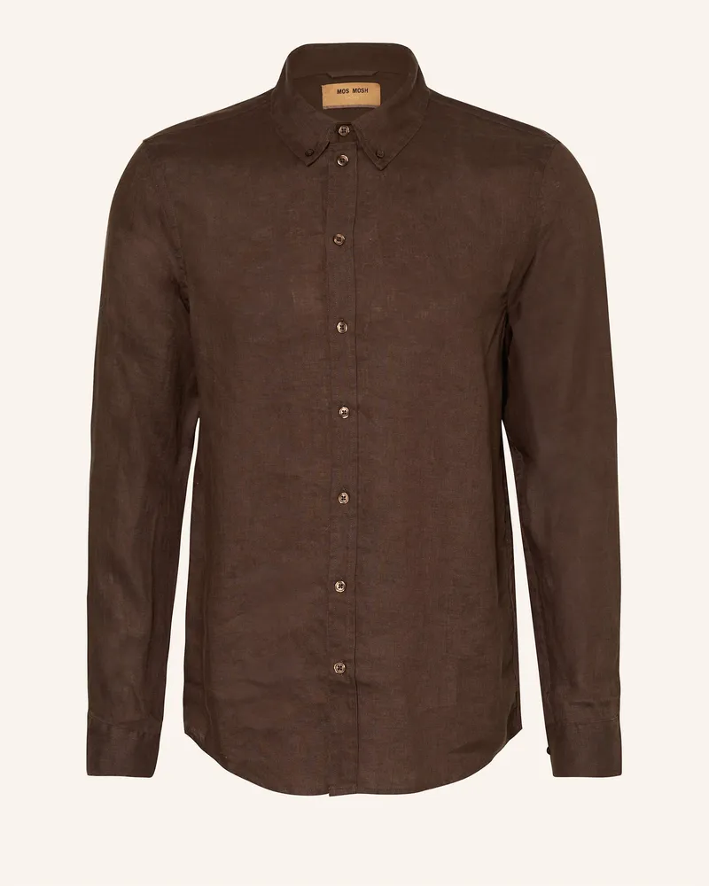 Mos Mosh Leinenhemd MMGTHEO Regular Fit Dunkelbraun