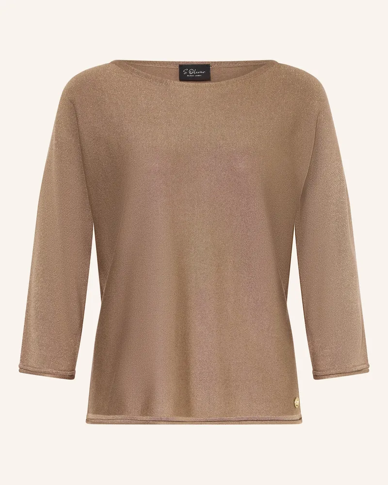 S.Oliver Pullover mit Glitzergarn und 3/4-Arm Braun