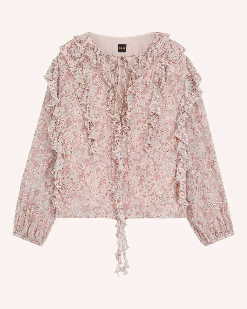 HUGO BOSS Blusenshirt BORMA mit Volants Creme