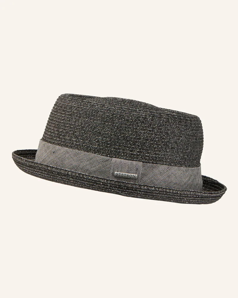 Stetson Strohhut TOYO PORK PIE Dunkelgrau