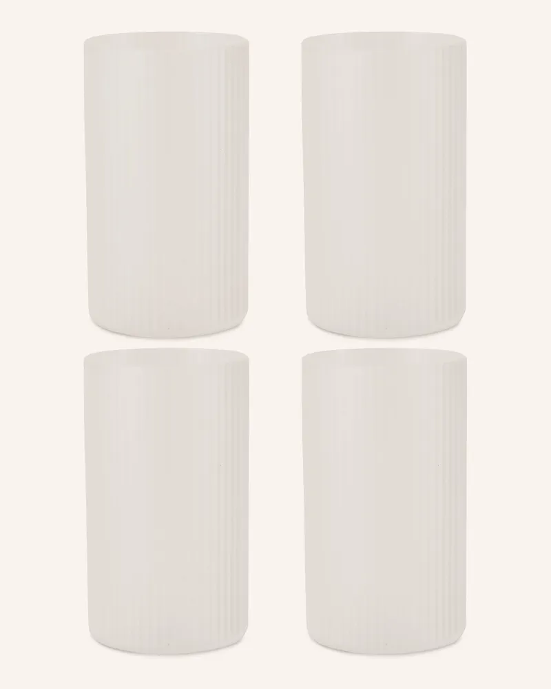 ferm LIVING 4er-Set Wassergläser Ripple weiss Frosted