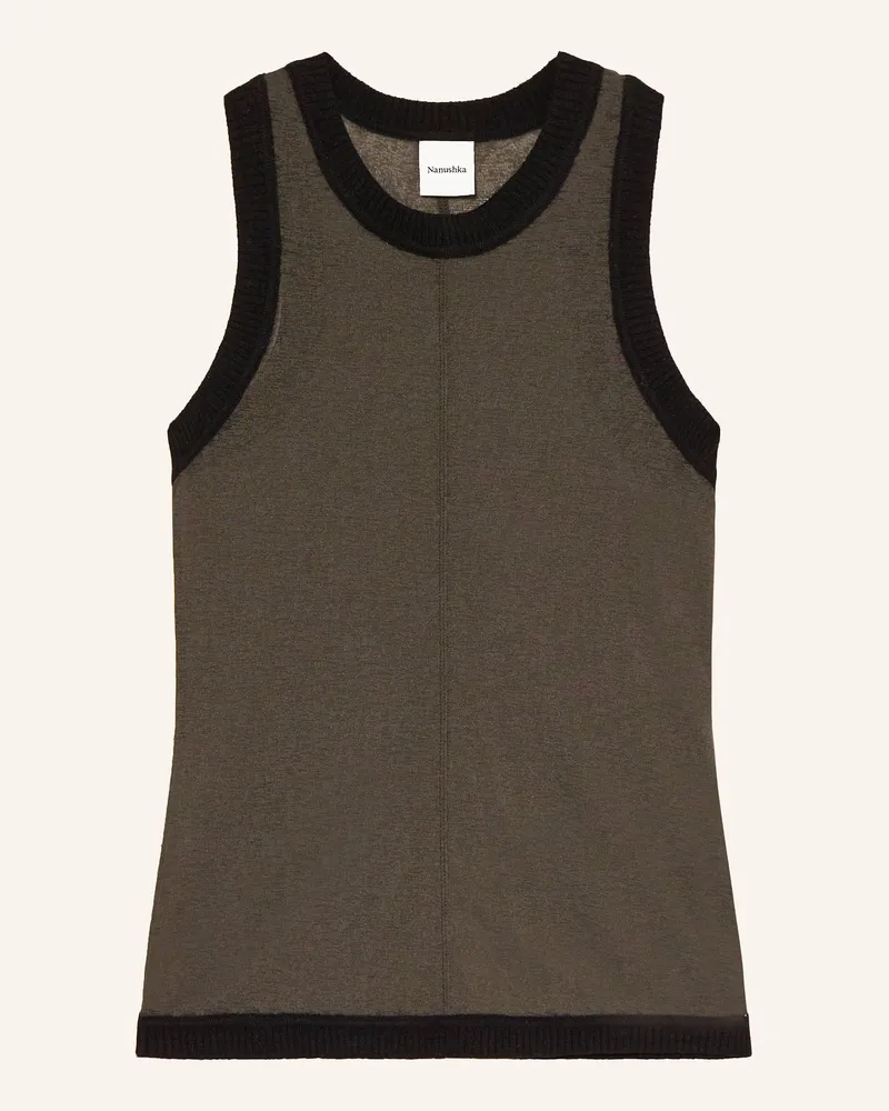 Nanushka Top DENALIE im Materialmix Schwarz