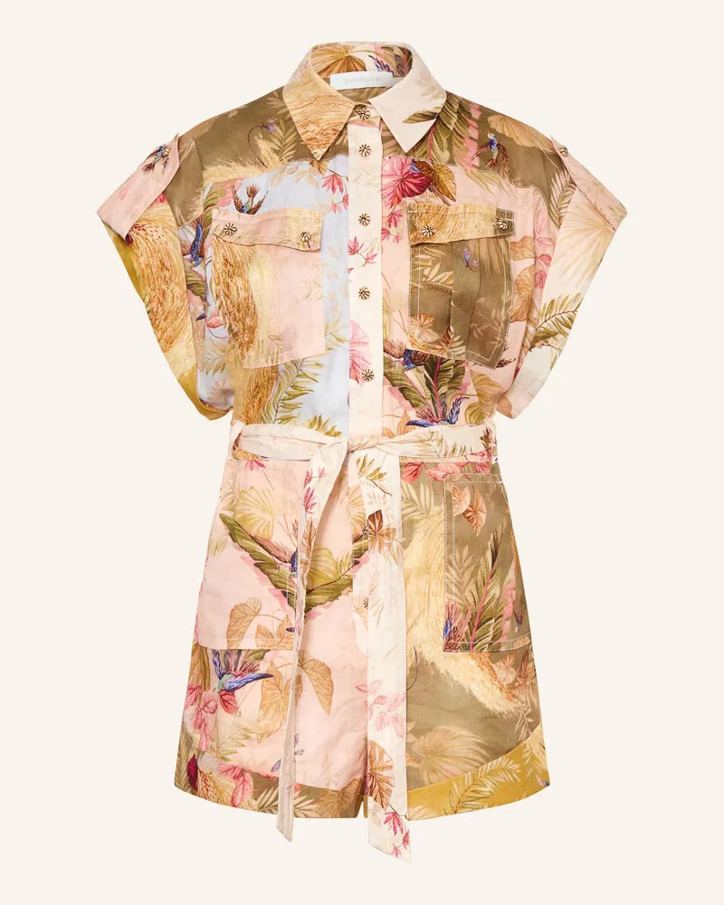 Zimmermann Leinen-Jumpsuit Ascension pink Rosé