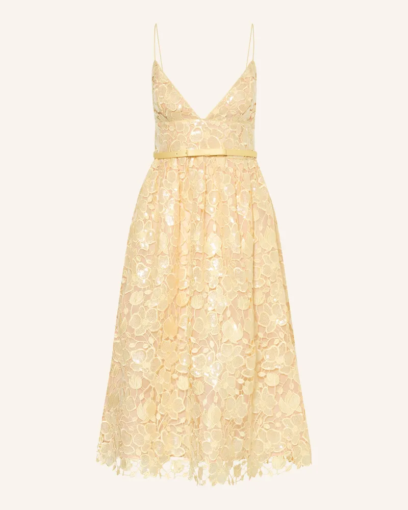 Retrofête Cocktailkleid Eulalia Aus Lochspitze Mit Pailletten gelb Hellgelb